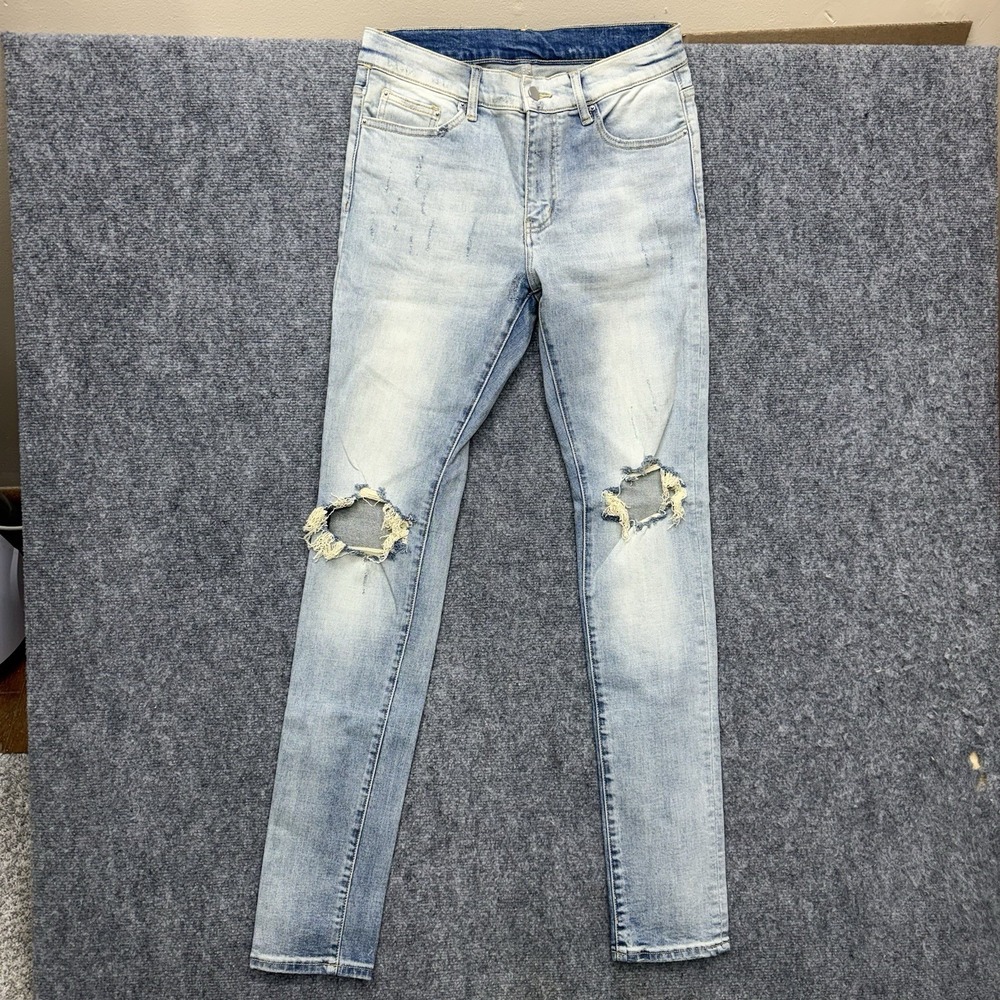 MNML skinny distressed slim jeans men's size 31 31x35 (rn# 139488) streetwear